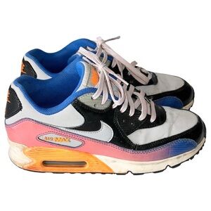 Nike Air Max 90 Shoes Kids Size 6Y Blue Black Pink Orange Premium